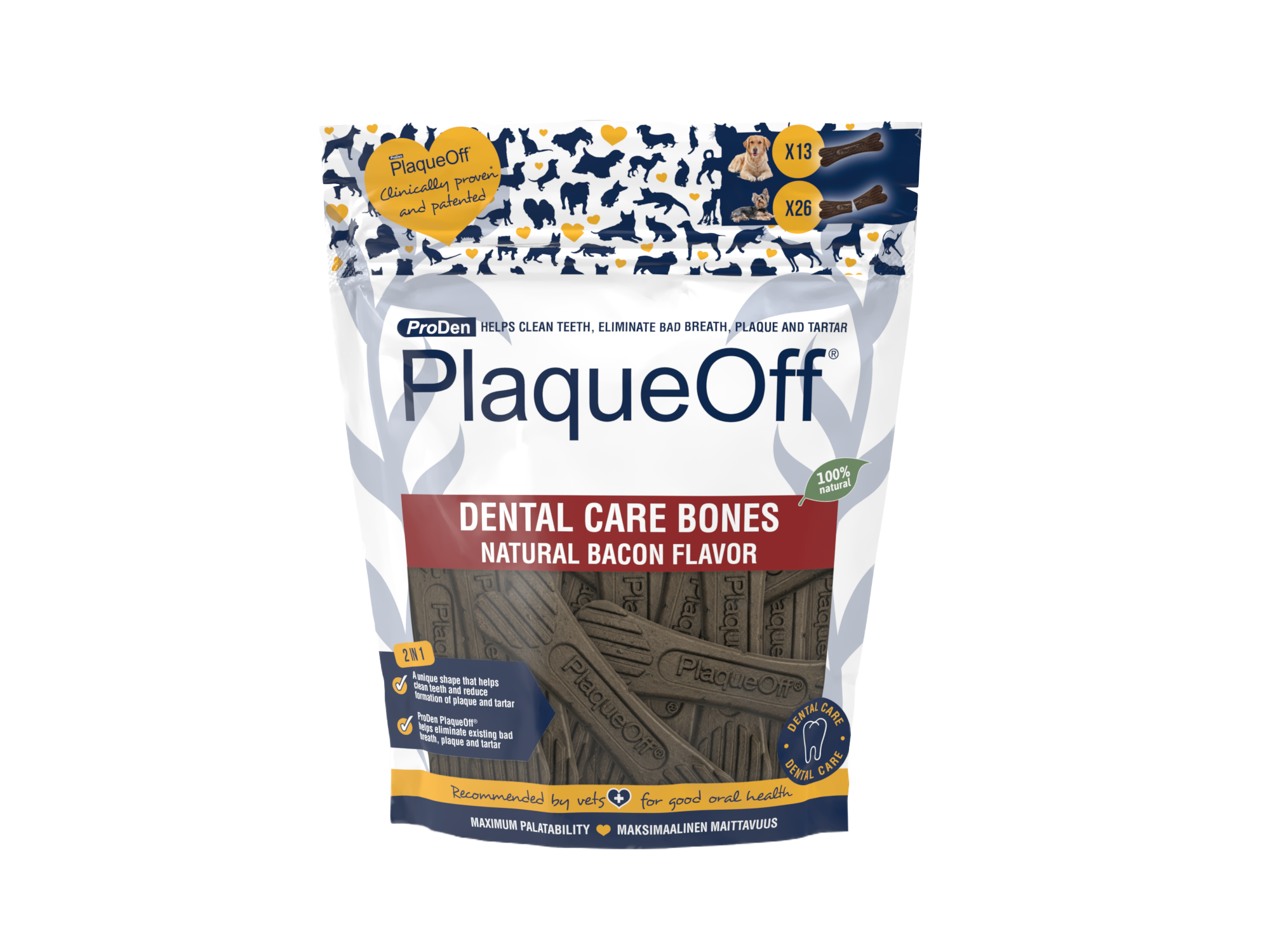 ProDen PlaqueOff® Dental Care Bones – Bacon